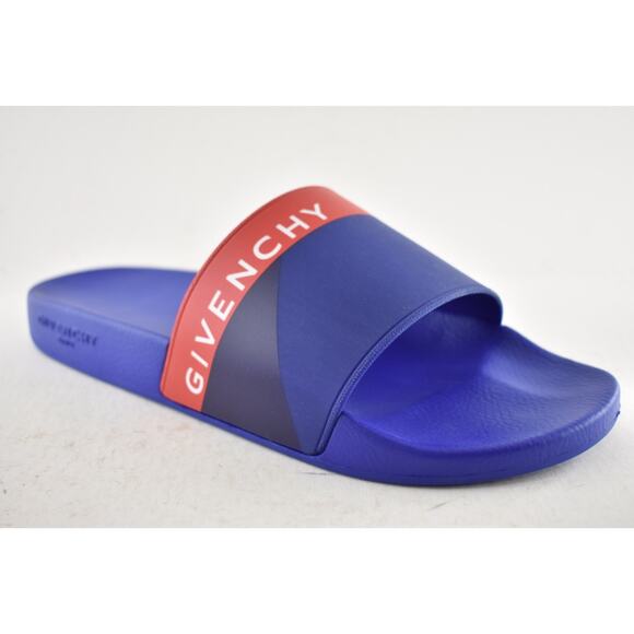 Givenchy Paris Blue Red White Logo Rubber Pool Slide Sandal Flip Flop Flat 44 11 main image 7